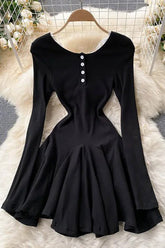 Puffkleid Spitzen-Minikleid Geripptes T-Shirt-Kleid